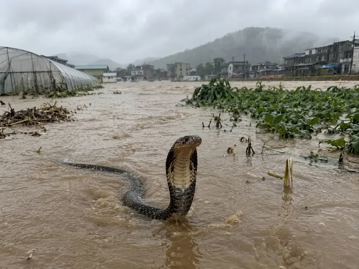 Reports Claim Hundreds of Snakes Escaped During Flooding in Southern China