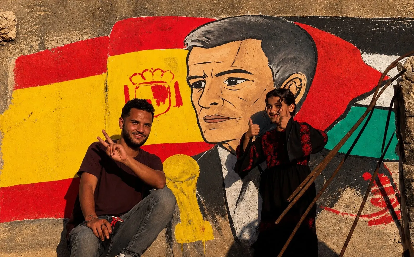 Spain's Prime Minister Pedro Sánchez Thanks Young Palestinian Girl and Gaza Artists for Mural